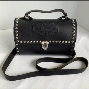 Vintage Harley-Davidson Leather Purse Saddle Bag Handbag Studded Made in USA